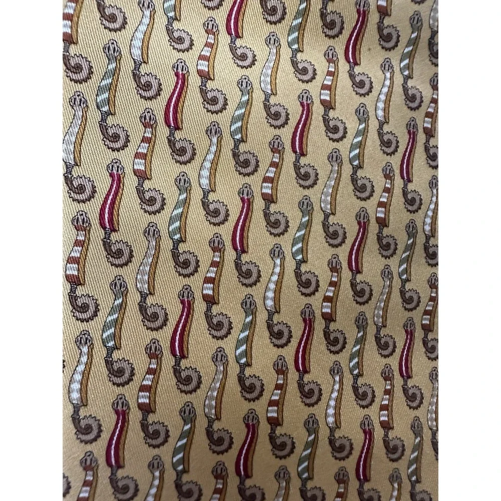 Salvatore‎ Ferragamo Silk Tie - Gold Yellow Abstract Pattern Made in Italy